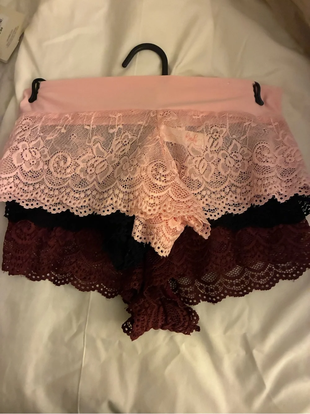 Lace Cheeky Panty Set - Black, Blush & Burgundy